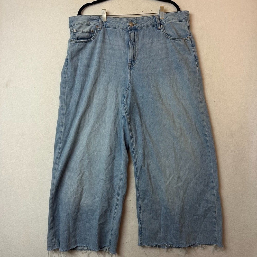 Aeropostale Super Baggy Jeans Womens 16 Reg Light Wash Wide Leg Raw Hem Denim